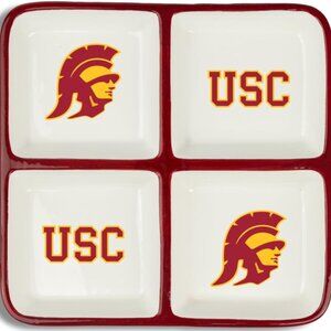 USC Trojans 4 Section Ceramic Tray Tailgate Party Chips and Dip NCAA Brand New